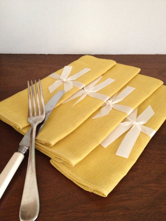 Autumn Gold Pure Linen Napkins Set of 4 by PoolhausVintage on Etsy