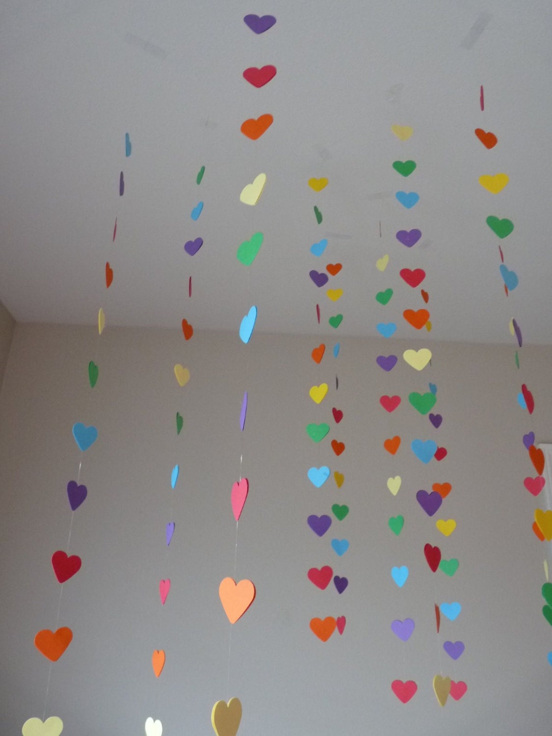 rainbow party // heart streamers // valentines day decorations