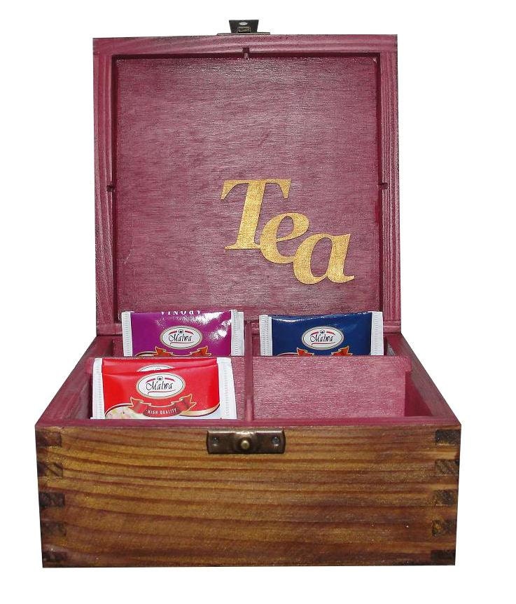 Wooden tea box. Tea Storage Box. Tea Bag Box. by DecoupageMargaret