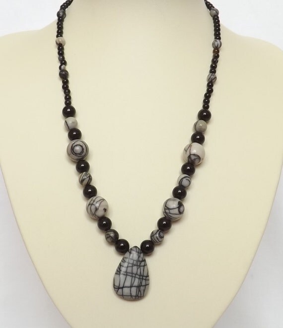 Black And Grey Gemstone Necklace