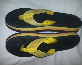 1980s Vintage Flip Flops Yellow and Orange Womens size 8 Men's 7 ...