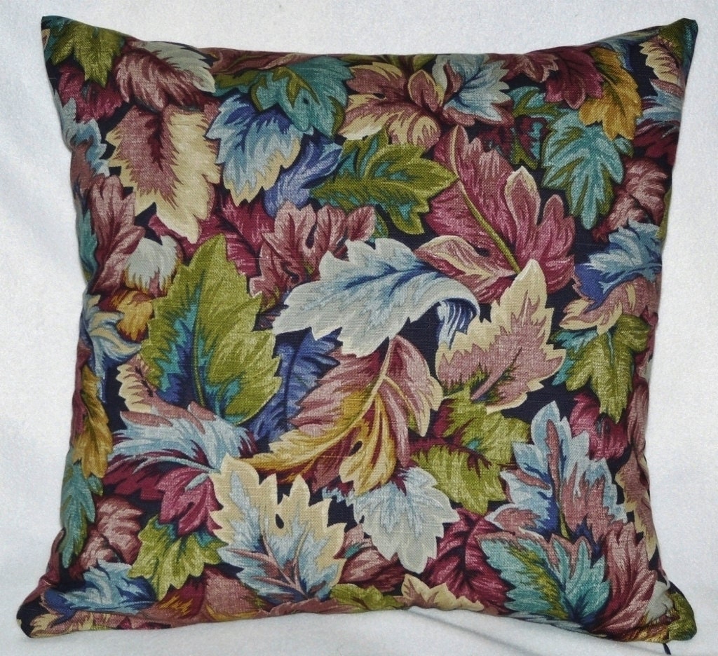 Jewel-toned Decorative 18 inch Throw Pillow Cover/Case Leaves