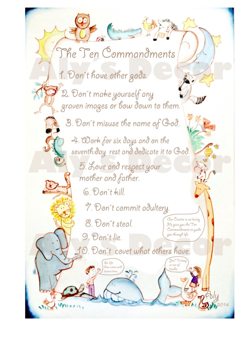 The Ten Commandments Printable by AlysDecor on Etsy