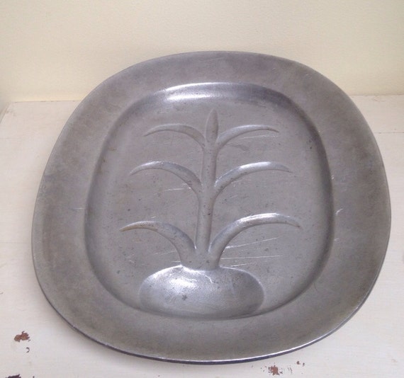 Vintage Rustic RWP Pewter Meat Serving Platter by SalvagedAndCured