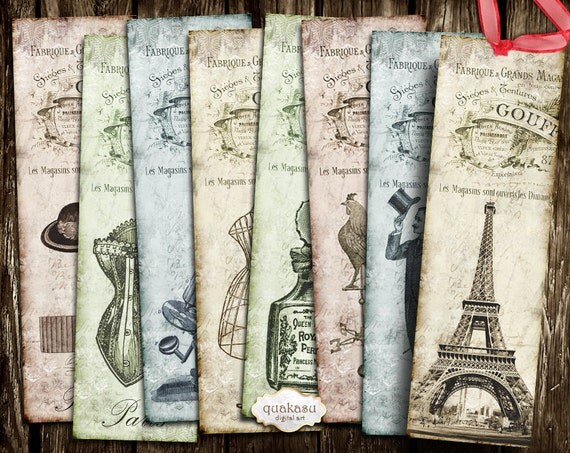 Items similar to French Bookmarks - Digital Bookmarks - Paris - Digital ...