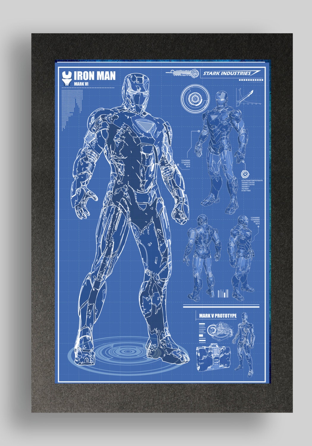 Iron Man Mark 6 Suit Blueprints 16x24 by RyanHuddle on Etsy