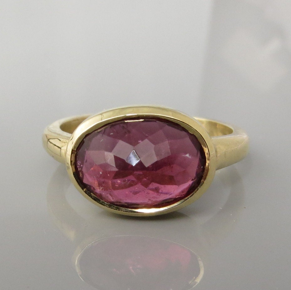 Pink Tourmaline Ring Modern Engagement Ring by malkaravinajewelry