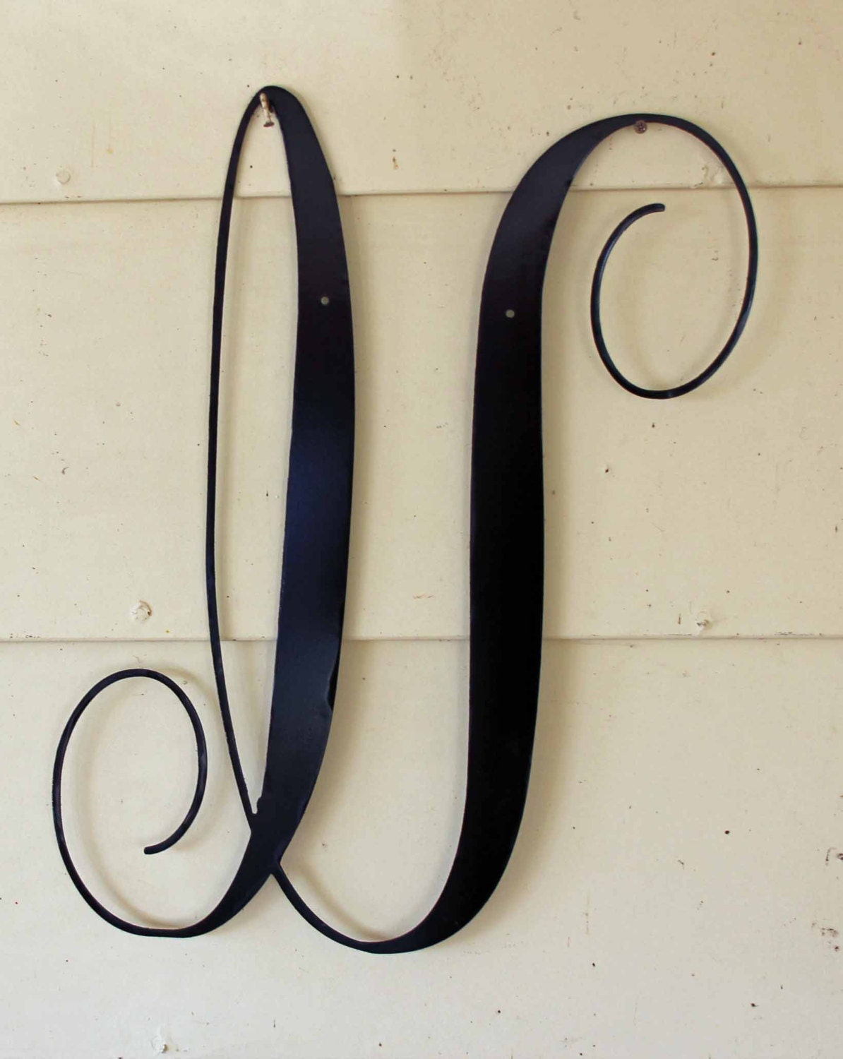 22 inch Black Script Metal Letter U Door or Wall