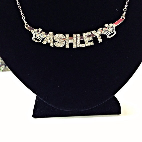 Custom Design Your Own Rhinestone Name necklace /name plate