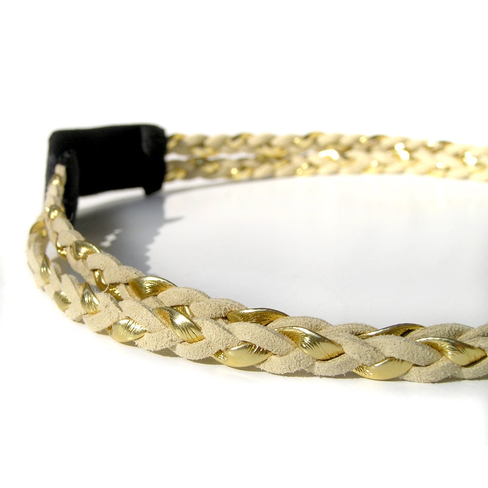 Gold Braided Headband Double Braided Headband Gold Boho
