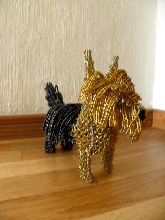 African Beaded Wire Animal Sculpture YORKSHIRE TERRIER
