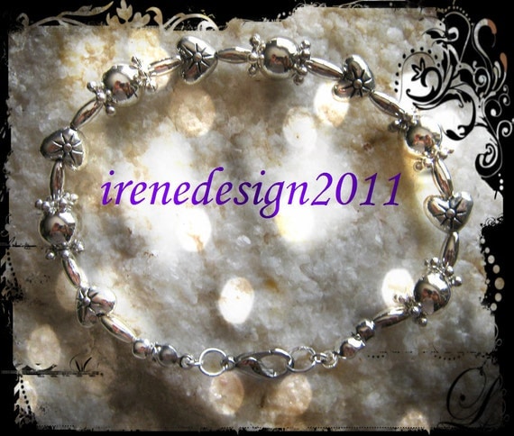 Beautiful Handmade Silver Bracelet with Hearts