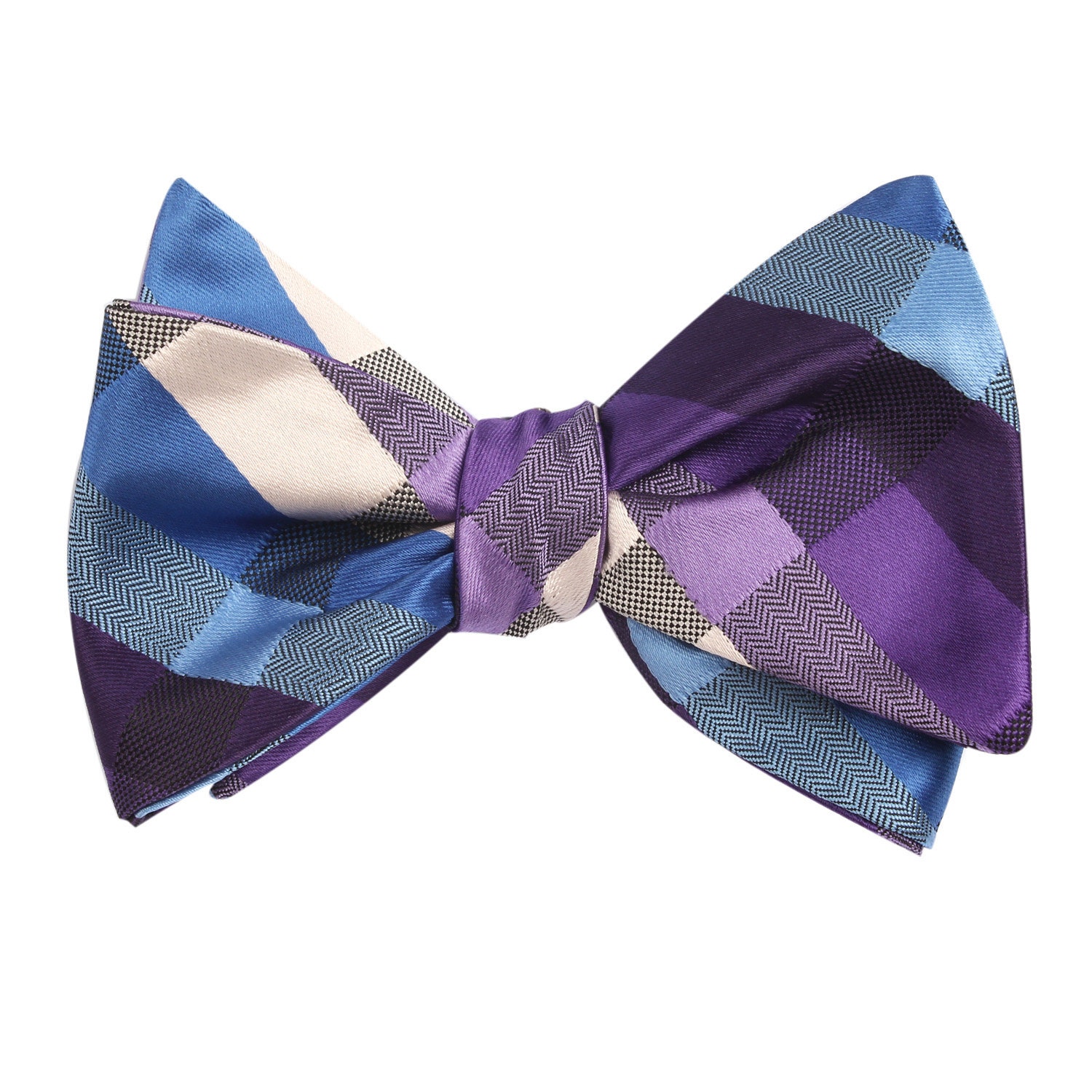 Men's Bow Tie Self Tie / Untied Bowtie Checkered Purple