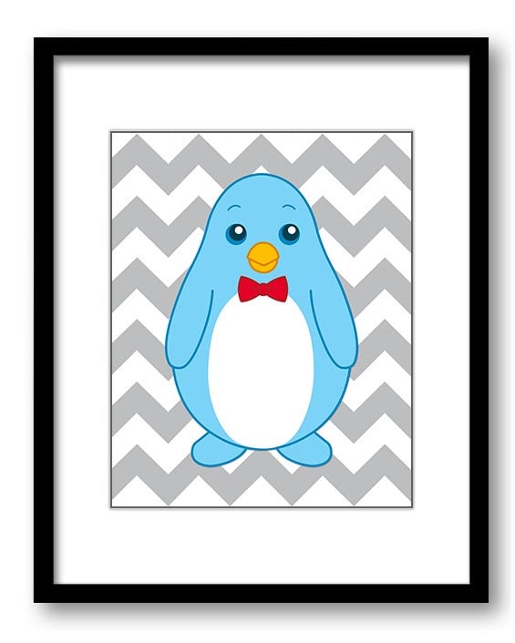 Boy Penguin Bow Tie Sailor Hat Art Nursery Art Nursery Print Child Baby Art Print Boys Kids Room Wal