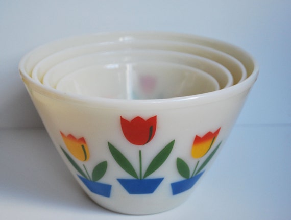 Vintage Fire King Nesting Bowls Set of 4 Tulip by BlackberryAcid