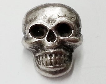 12mm Metal Skull Button with Shank by 2 pcs, Silver, TR-11145B
