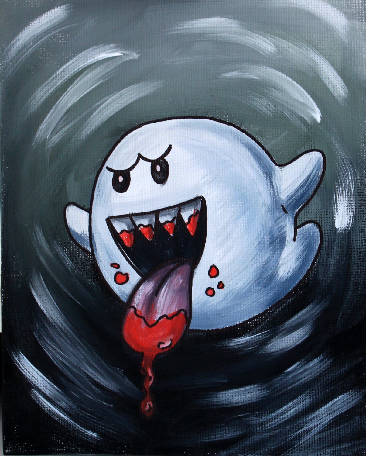 Super Mario Boo Ghost video game acrylic painting by MSGimaging