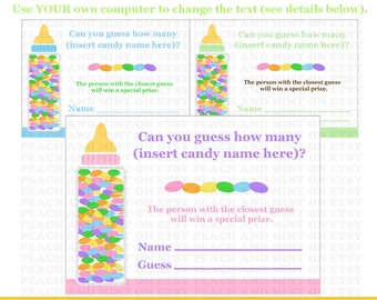 139 New baby shower guessing game jar 584 Printable Candy Guessing Game   pri ntable baby shower games   Girl or   