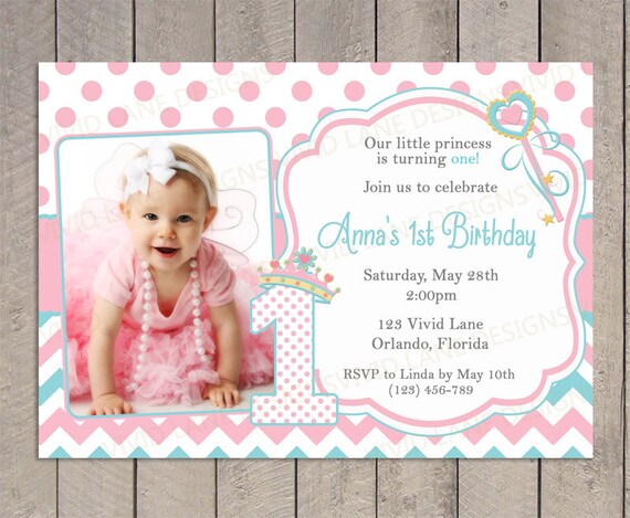 Items similar to Princess Birthday Invitation, Girl Birthday, Aqua and ...