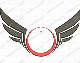 Wings with Circle Embroidery Design in 3x3 4x4 and 5x7 Sizes