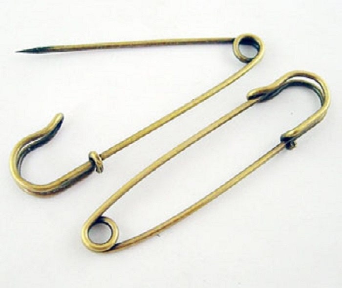 5 x Antique Bronze Iron Kilt Pins - Plain No Loops - Brooch Back - 7CM - Safety Pin - KP4