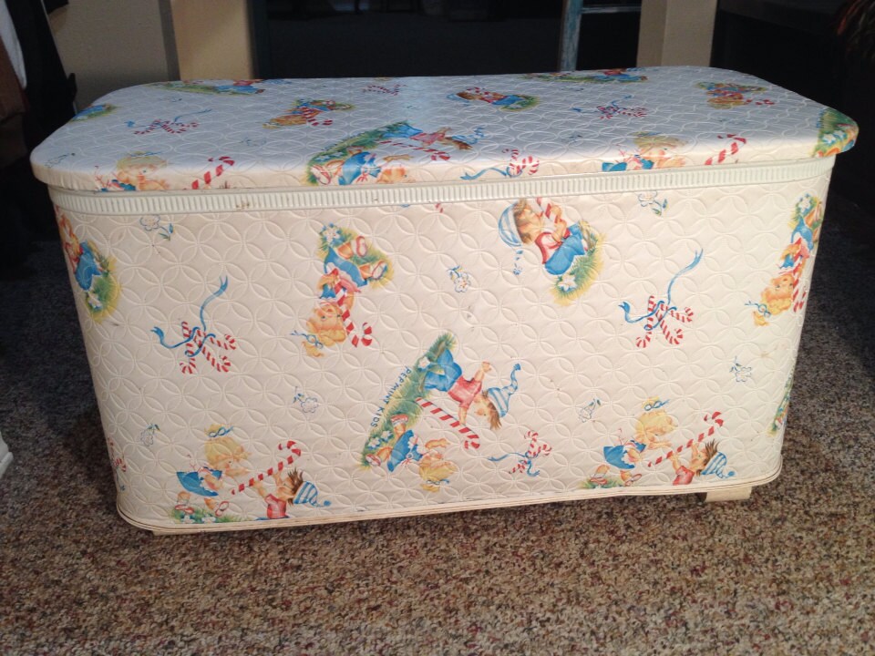 Large Vintage Toy Box Chest with hinged lid by CunningVintageCo