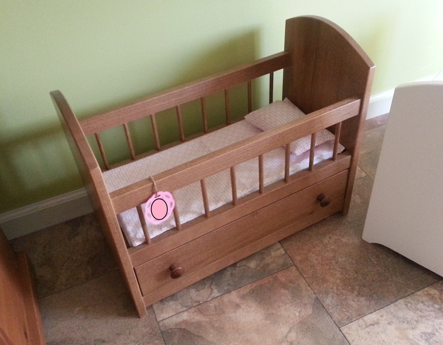 wooden doll crib