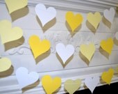 Paper Heart Garland, Wedding Decoration, Wedding Garland, Bridal Shower decor, Photo Props, Heart Garland - Yellow White Il_170x135