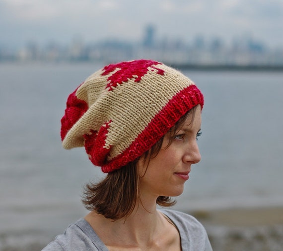 The Canadian Slouchy Toque hat knitting pattern