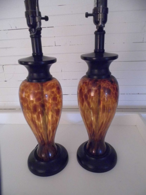 Pair Of Glass Tortoise Shell Lamps By Ireleahouse On Etsy 2739