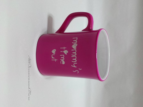 Custom Time Out squared coffee or tea mug, ceramic cup available in 3 colors