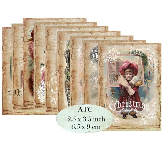 Old Christmas Sheets Instant Download ATC by NostalgieGrafikland