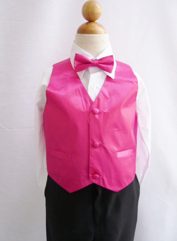 Boy Vest with Bow Tie in Fuchsia for Ring Bearer by