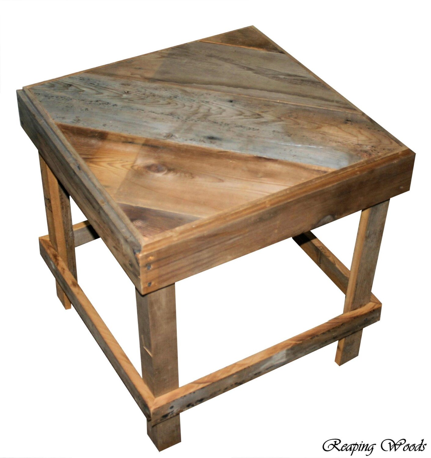 Reclaimed Antique Barn Wood Rustic End Table Book by ReapingWoods
