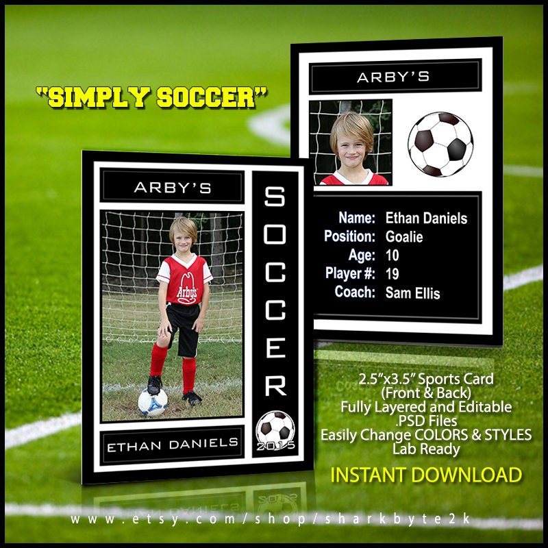 2017 Soccer Sports Trader Card Template For SIMPLY