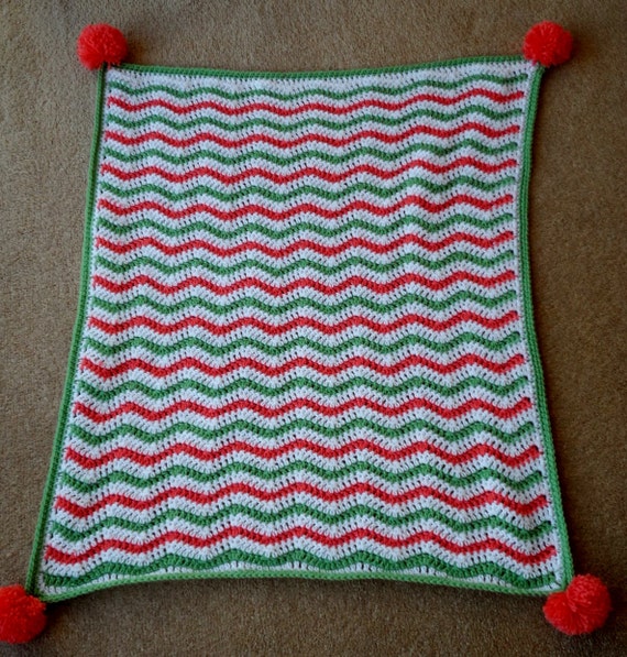 Items similar to Green, Orange and White Blanket on Etsy