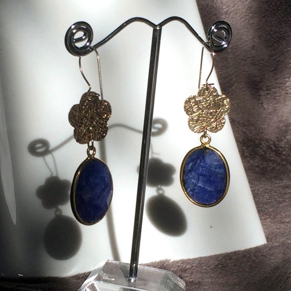 A Night T The Opera Lapis And Gold Earrings By Irkadesign On Etsy 