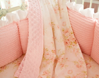 Baby Girl Crib Bedding: Pink Floral Crib Blanket by Carousel Designs