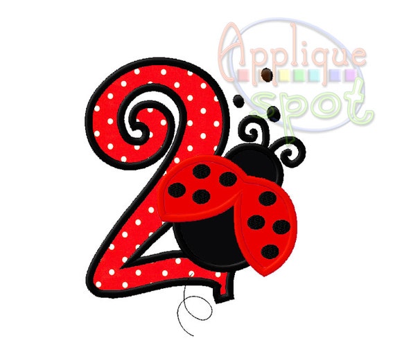 Ladybug Second 2nd Birthday Girl 2 4x4 5x7 6x10 Applique
