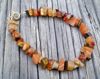 Vanessa - Multicolor Orange Gemstone Chip Beaded Bracelet - Boho, Resort, Summer