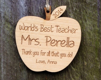 Personalized Teacher Gift: Personalized Apple Teacher Ornament/Apple Ornament/Teacher Appreciation/Apple Wedding Favor/Graduation/Retirement