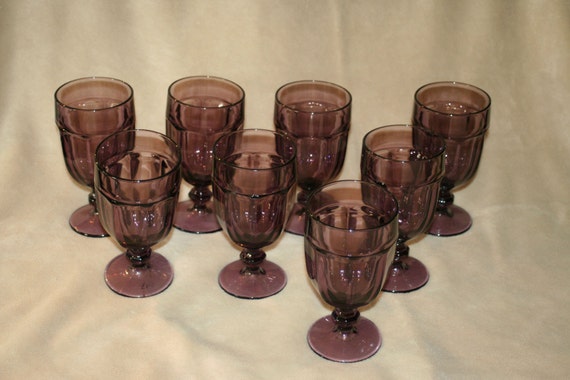 Vintage Libbey Duratuff Amethyst Purple Goblets 10 Oz Set 3190