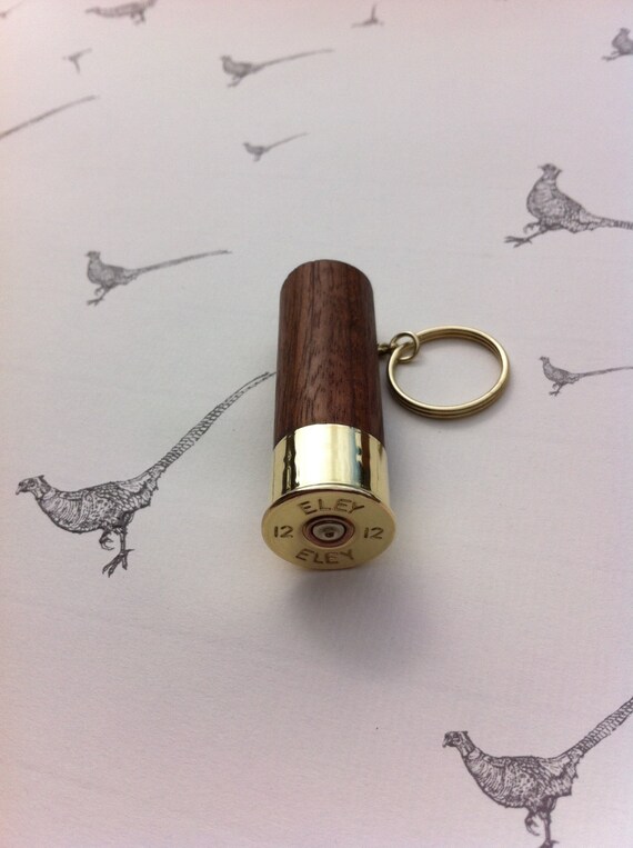 Eley Shotgun shell cartridge cap solid walnut keyring shooting