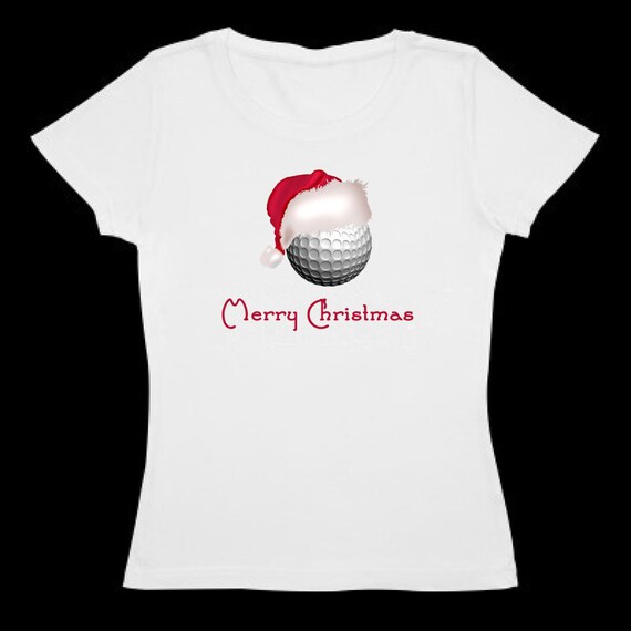 Women's golf shirt Santa golf ball Merry Christmas by SportChick