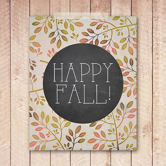 8x10 Art Print PRINTABLE Happy Fall by PaperCanoePrintables