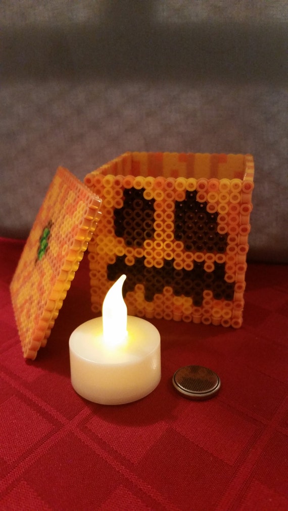 Items similar to Minecraft 3D Light Up Perler Pumpkin on Etsy