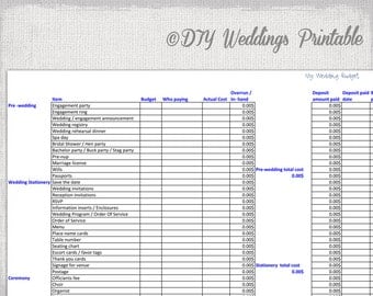 Wedding Budget Spreadsheet Printable Wedding Budget Template Excel