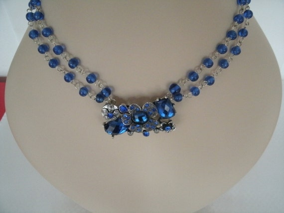 Cobalt Rhinestone and bead chain royal blue cobalt by TulasTrends