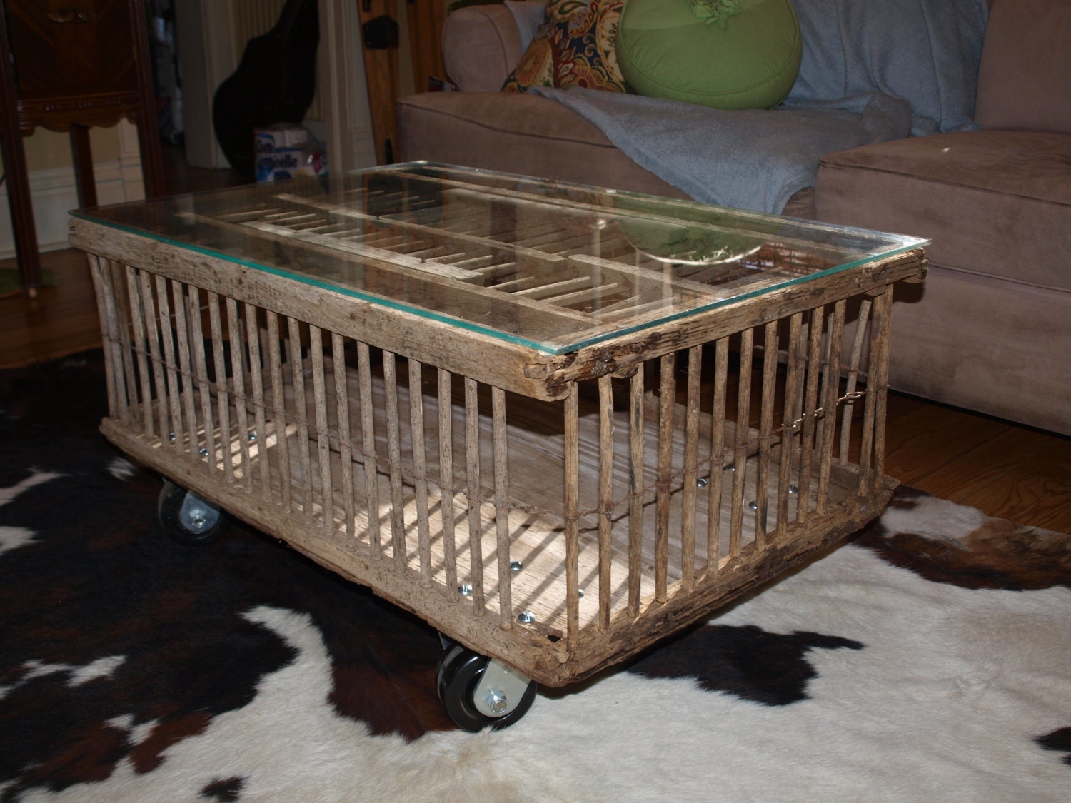 Chicken Crate Coffee Table On Wheels