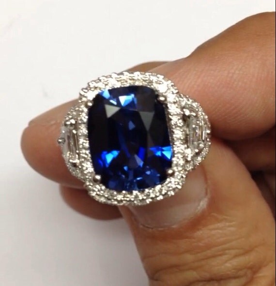 Sapphire Engagement Ring CUSTOM MADE SAPPHIRE Ring 18kt White Gold ...